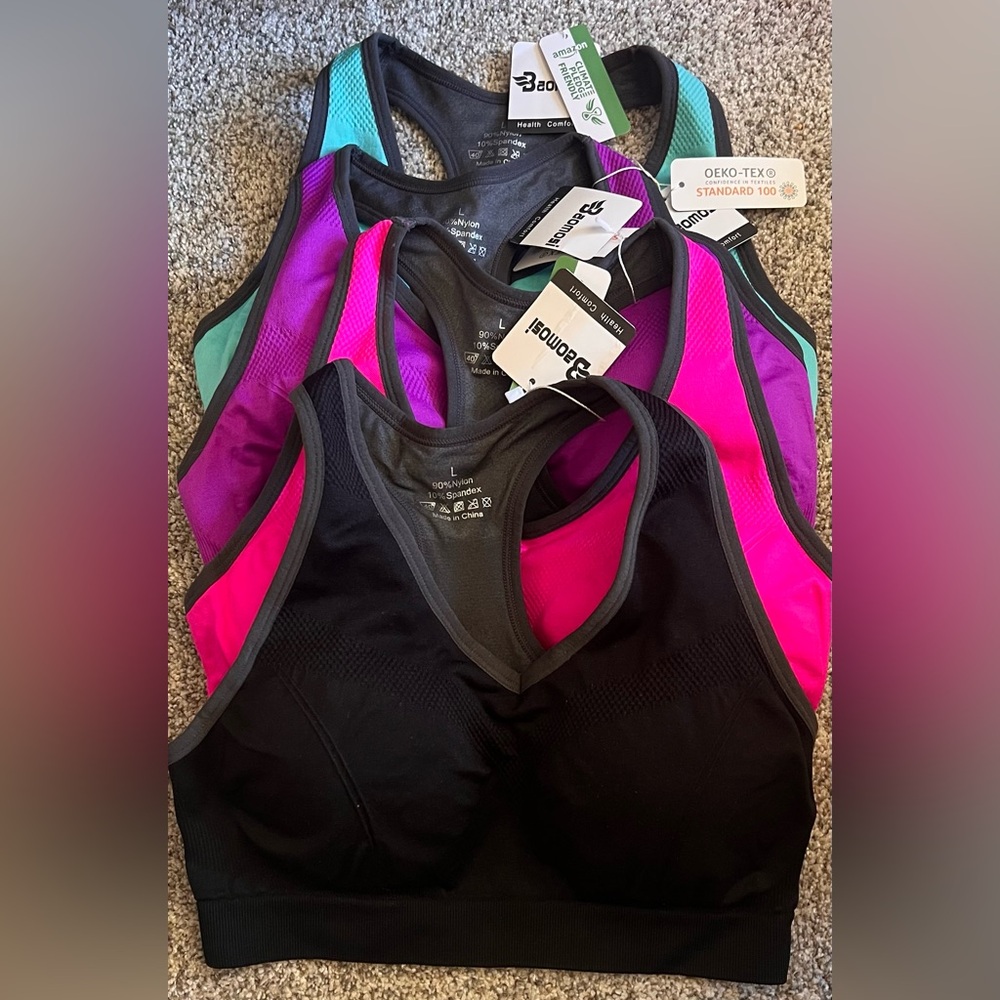 Pink and Purple V-Neck Sports Bras Intimates